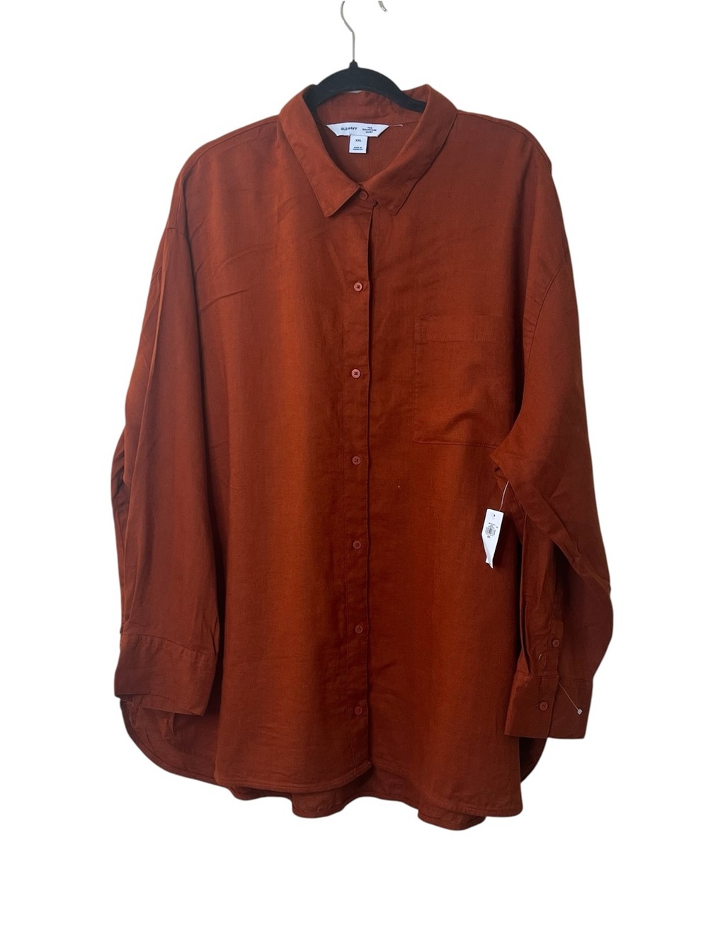 Old Navy Button Down Boyfriend Shirt in Burnt Orange Sz XXL - Picture 2 of 7